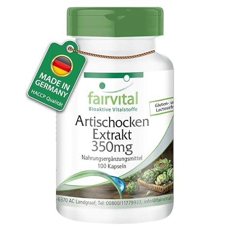 fairvital Artichoke Extract 350 mg 100 Capsules Swallow-friendly High Dose with 2.5% Cynarine Vegan