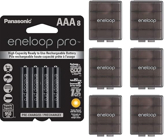 Panasonic eneloop pro AAA High Capacity Batteries (8-pack) and Battery Storage Cases (6-pack)
