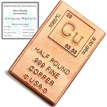 Unique Metals ハーフポンド 銅棒 地金文鎮 - 999 純化学エレメントデザイン 鑑定書付き