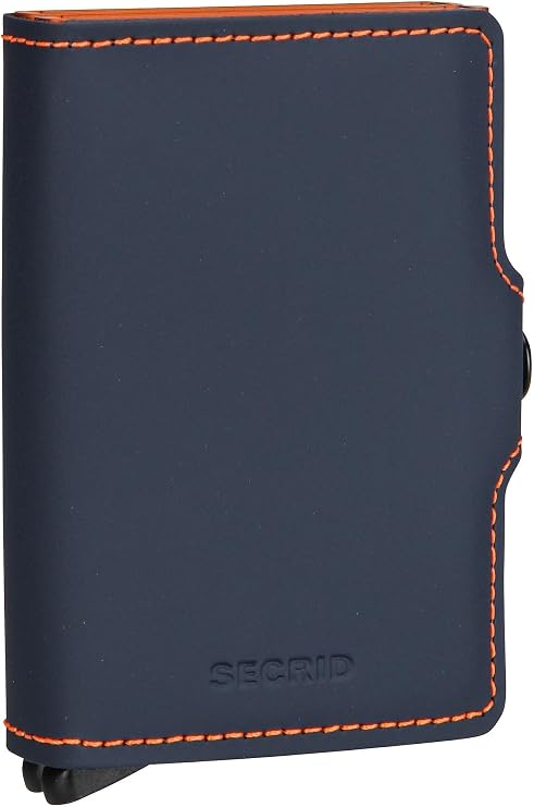 Secrid Wallet Twin Wallet Matte, Midnight Blue Orange, 4 x 2.5 x 0.8 inches, Two Tone
