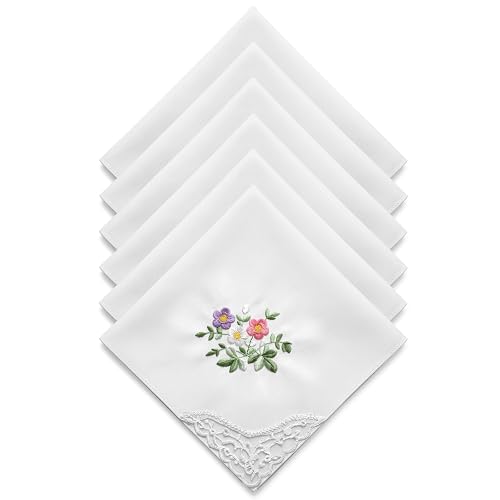 6Pcs Handkerchiefs for Women Ladies Handkerchiefs White Hankies