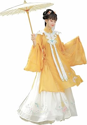 XIAOXIAO Hanfu Womens Traditional Hanfu Cosplay Chinese Clothing Festival Elegant Skirt Fairy Princess Dress Embroidery Costume Color : Yellow, Size : Large