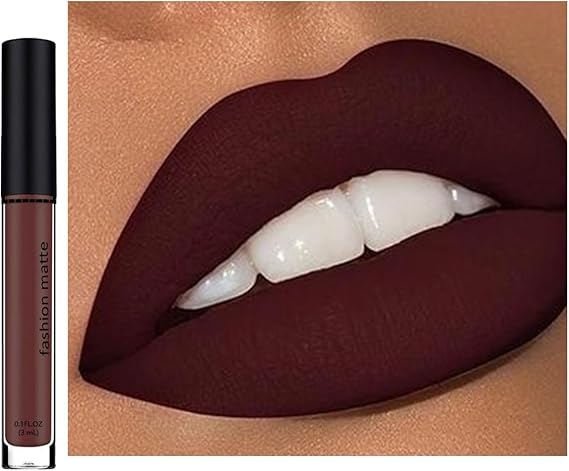 Matte Dark Brown Liquid Lipstick - Long Lasting, Waterproof, Non-Sticky, Full-Coverage Lip Gloss