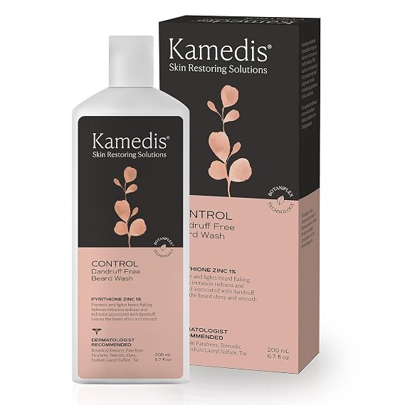 KAMEDIS Beard Wash Shampoo For Men - Dandruff & Flake-Free Ultimate Shampoo. Relieves Beard & Scalp Itch, Irritation & Seborrheic Dermatitis. Contains Pyrithione Zinc & Salicylic Acid. 6.7 Fl Oz