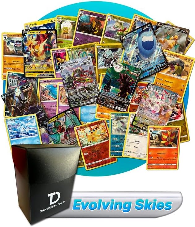 Evolving Skies TCG Random Assortment Bundle ||  Ultra Rare + 30 Random Cards + Dan123yal Deck Box