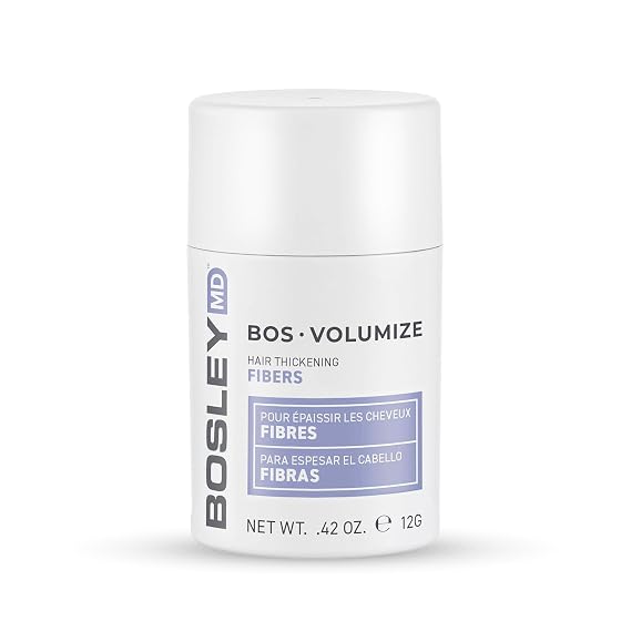 BosleyMD BOSVolumize Hair Thickening Fibers Natural Keratin Hair Building Formula for Thinning Hair & Bald Spots Instant Fuller, Thicker Look Wind & Sweat Resistant Dark Brown, 0.42 oz
