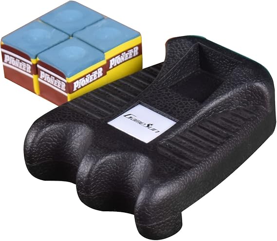 2 Holes Cue Holder, weighted pool cue holder with 4pcs chalks, cue sticks holder
