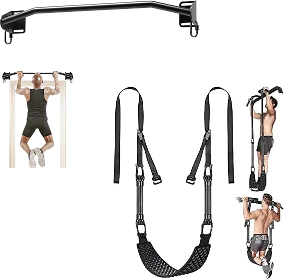 Kipika Home Gym Bundle: Wall Mounted Pull Up Bar & Resistance Bands with Dip Belt