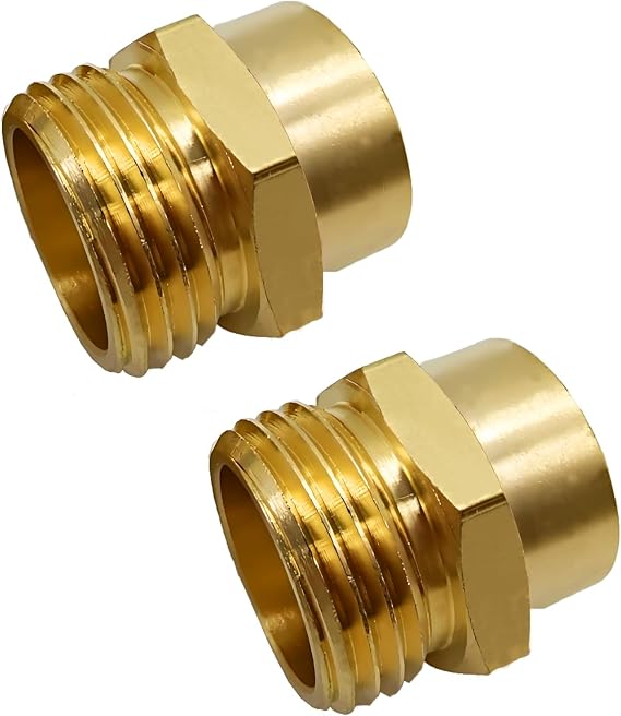 Brass Garden Hose Adapter, 3/4" GHT Male to 1/2" NPT Female,Solid Brass Fitting for Garden Hose Connection (2 Pack)