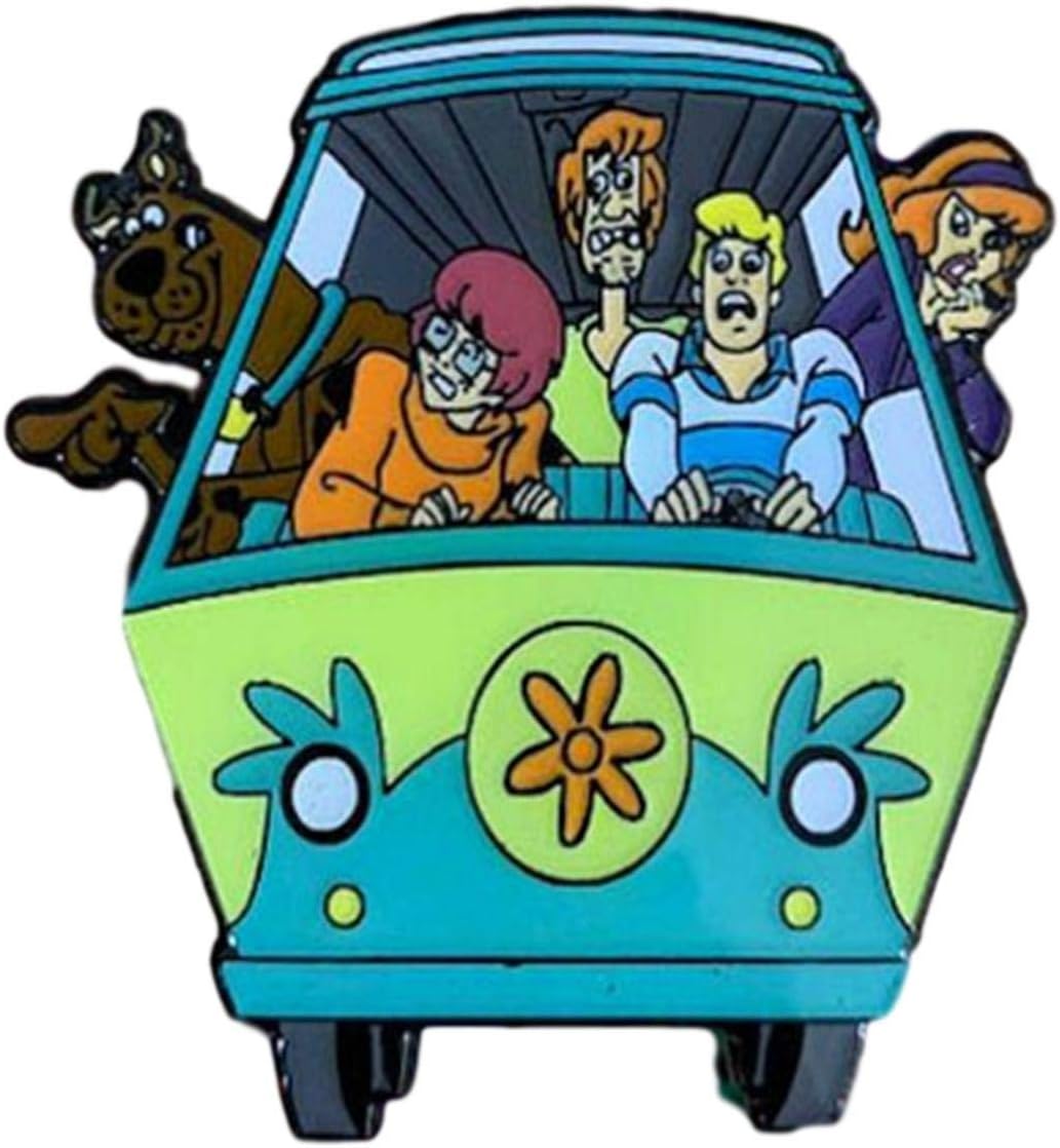 Cartoon Mystery Solving Dog Scooby Cast in Van Metal Enamel Pin