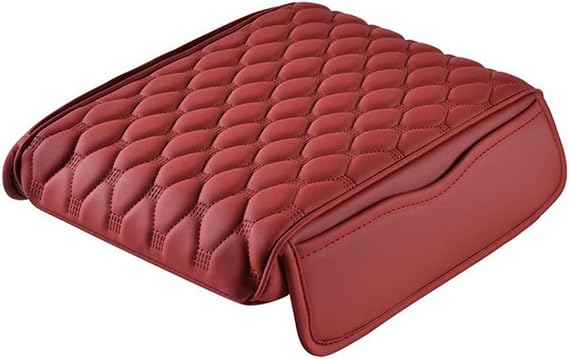 Car Center Console Pad for Hyundai i40 Hatchback 2011-2019 2020 2021 2022 2023 2024 2025, Leather Center Console Armrest Protector Cover with 2 Storage Bags, Car Accessories,Red