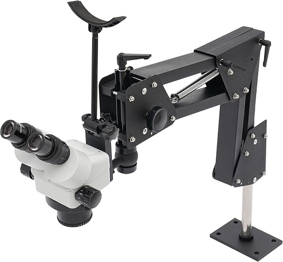 Multi-Directional Microscope, 7X-45X Magnification Jewelry Microscope Micro Jewelry Inlaid Stereo Microscopes with 360 Rotatable Stand & Headrest Frame, Micro Jewel Inlaid Inspection for Jewel Inlay