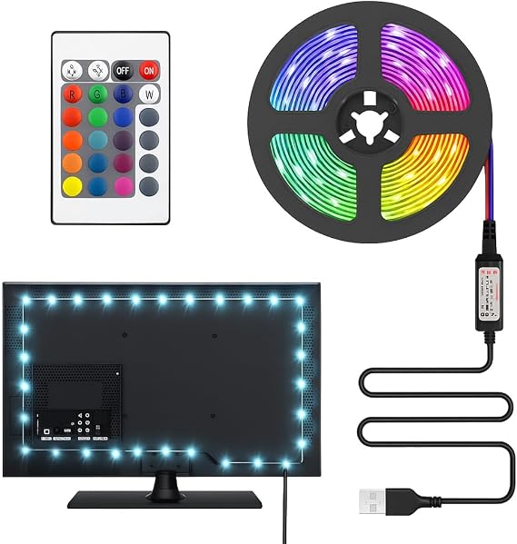 TV ve PC Arkası RGB Şerit LED Işık Seti - 3 Metre, USB Girişli, Kumandalı, 352 Renk Seçeneği, IP20 İç Mekan, 4W Düşük Enerji Tüketimi ct4566