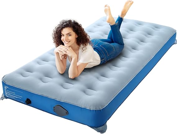 Valwix Twin Camping Air Mattress with USB Rechargeable Built in Pump - No-Leak Air Bed for Camp, Inflatable Blow up Bed w/Portable Pump, Travel Bag for Tent Camping & Home, 400LBS Capacity