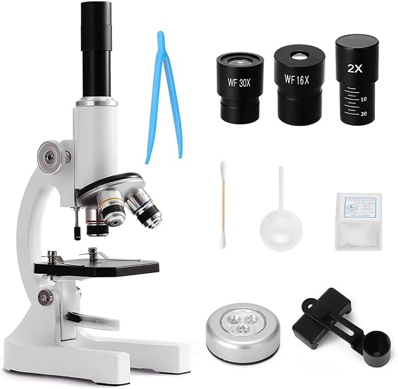 Microscope For Adults Kids 64X-2400X Magnification Compound Microscope With Microscope Slides Fill Light For Children Students