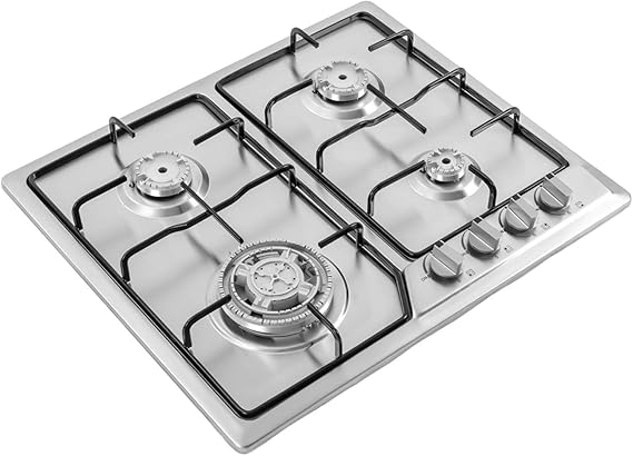 22x20In Built in Gas Cook-top,4 Burner Stove Stainless Steel Cook-top Stove LPG/NG Gas Hob Kitchen Cooker Built-In Cook Stove (4 Burner)