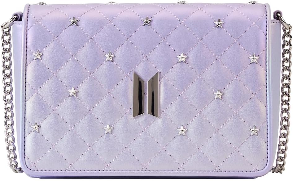 Loungefly BTS Logo Iridescent Purple Faux Leather Crossbody Bag