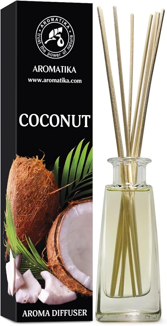 Coconut Aroma Diffuser 3.4 Fl Oz (100ml) - Reed Diffuser - Room Fragrance - Home Fragrance - Air Freshener - Coconut Scented Diffuser - Gift Idea