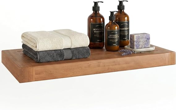 AquaTeak Moa 18" Teak Floating Shelf, Wall Mounted, Holds Up to 10 lbs | Durable, Water-Resistant, Wall Mounted, Mounting Hardware Included