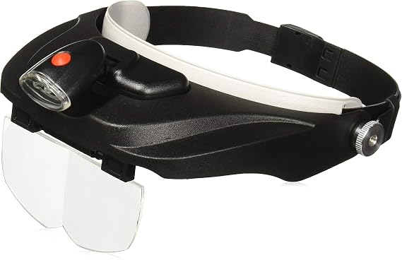 Carson Pro Series MagniVisor Deluxe Head-Worn LED Lighted Magnifier with 4 Different Lenses (1.5x, 2x, 2.5x, 3x) (CP-60)