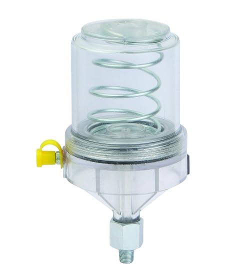 PROLUBE 6 oz Automatic Grease Feeder for Bearings, 6" H x 3" Dia, Constant 1-2 PSI Spring System, Clear Dome Visual Inspection, 1/8" NPT, 3 Springs Included, Reusable (47722)