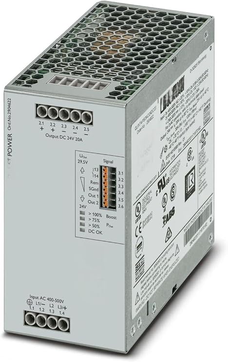 QUINT4-PS/3AC/24DC/20=2904622,Power Supply,3-Phase Input:3X 400AC ... 500AC,Output:24VDC/20A,Selective fusing Technology,NFC Interface,Original Packaging,Never Used,in Stock,Ship Now.