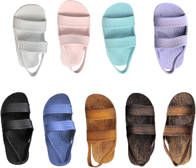 J-Slips Toddler Sandals with Back Strap - Comfortable Boys and Girls Jesus Jandals for Beach and Summer - Waterproof Hawaiian Slides in 12 Colors, Sandalias