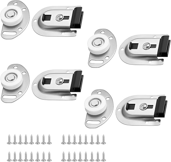 4 PCS Sliding Closet Door Hardware Kit, Wardrobe Doors Parts Wheels Replacement Closet Door Convex Wheel for Home Furniture Cabinet Window Sliding Doors
