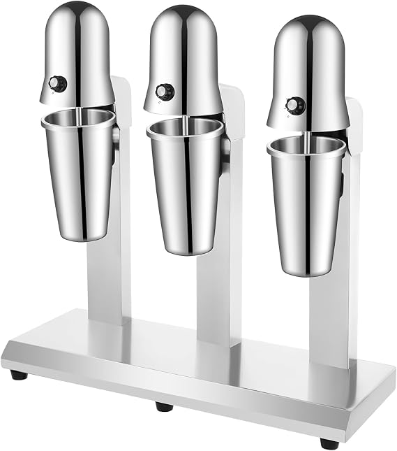 3 Heads Milkshake Machine Stainless Steel Milkshake Mixer Milk Shake Machine with Mixing Cup Commercial Milk Frother Mixer for Milkshake, Milk Tea, Fruit Smoothie, 18000RPM