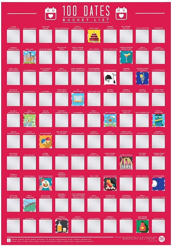 100 Dates Bucket List Scratch Poster