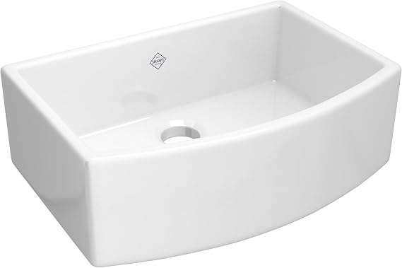 ROHL RC3021WH Single Bowl Bowed Farmhouse Apron Front Fireclay Kitchen Sink