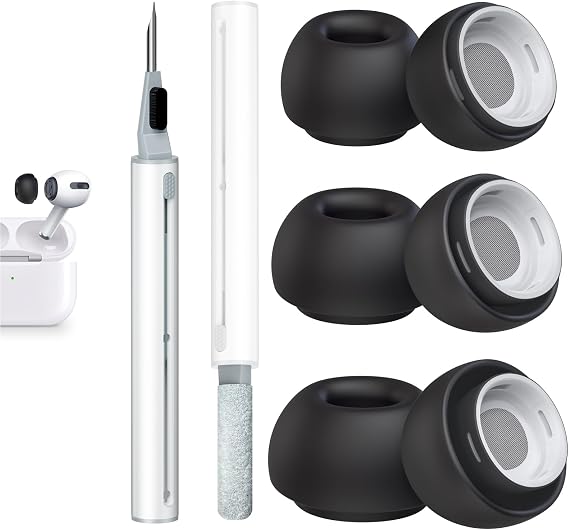 3 Pairs Replacement Ear Tips for AirPods Pro 2nd & 1st(S/M/L, Black)