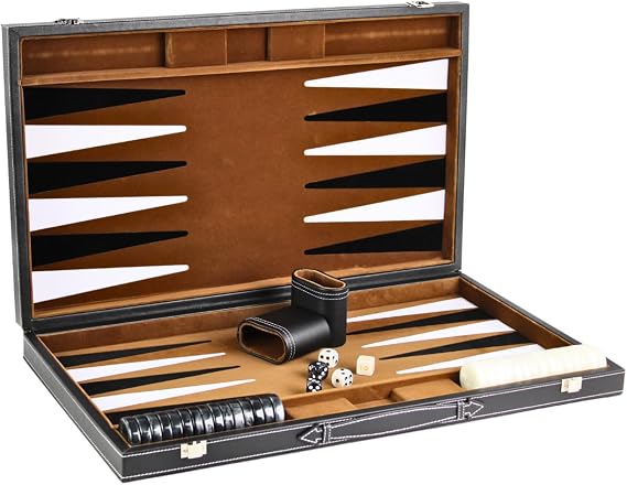 Rustic Brown Leather Backgammon Set 21 Inch