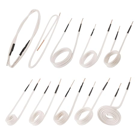 Mini Heater Coil Kit with Flexibility and Long Lifespan, Inductor Heat Accessories for Removing Rusty Bolts and Nuts, 8 Coils + 2 Free Forming, Magnetic Induction Heater Coil (White)