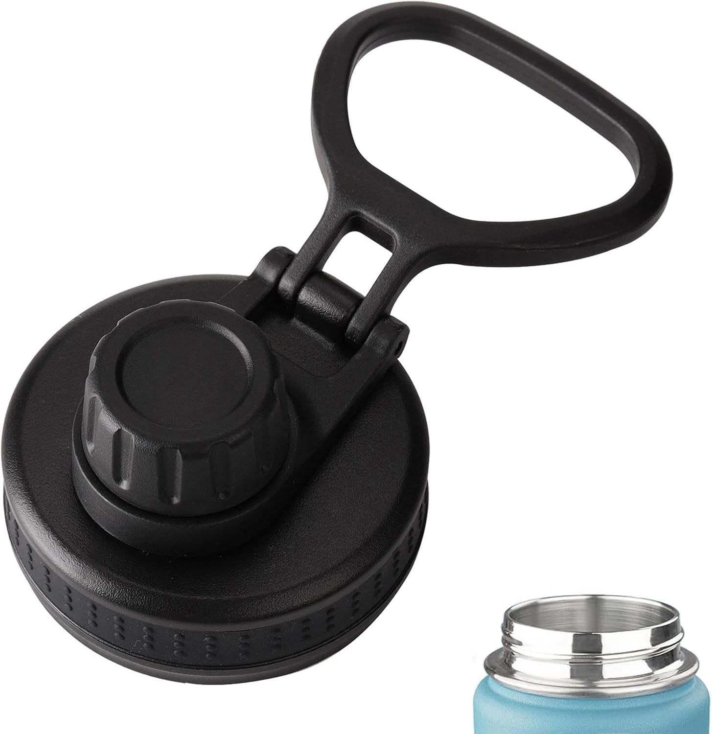 Flask Lid Replacement | Replacement Lid | Water Bottle Lid Replacement | Water Bottle Cap | Cup Topper with Ring Handle | Large Cup Topper for Wide Mouth Water Bottles