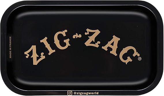 ZIG-ZAG Metal Rolling Ppaer Tray, Black, Small (10.75" x 6.5")