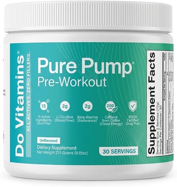 Do Vitamins PurePump Unflavored Pre-Workout Powder, 30 Servings