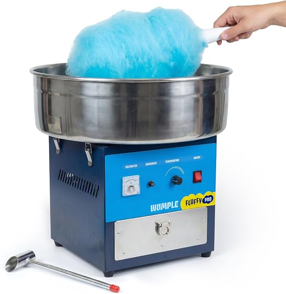 Professional Cotton Candy Machine - Commercial Electric Maker with Drawer & Large Stainless Steel Bowl - Fast Heat-Up - Perfect for Parties & Business - Blue
