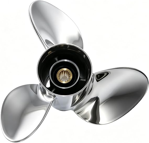 Stainless Propeller 13 1/2"x16" 17" 18" 20" 21" 22" Pitch Fit Suzuki DF50A DF60A DF70A DF90A DF100 DF115 DF140A Outboard Engines, 15 Spline Tooth, 4.25" Gearcase, RH, 3 Blades, ss Boat Prop