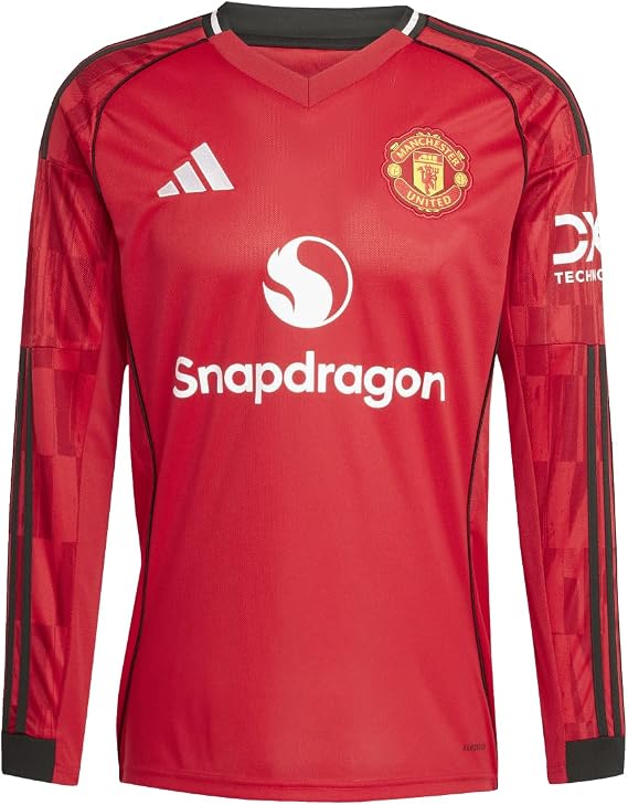 adidas 2025 26 Manchester United Men' Stadium Home Long Sleeve Soccer Jersey (Large, Red)