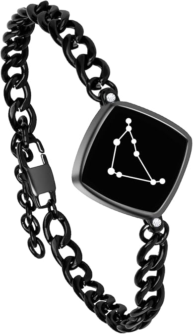 Long Distance Touch Bracelets Jewelry, Remote Smart Love Bracelet,Send SOS SMS Relationship Bracelets constellations for Couples Lovers Family Friends Valentine's Day Gifts Black/Silver