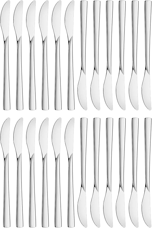 Stapava 24 Pieces Dinner Knives Set, Durable 8.5 Inches Table Knives Set, Food Grade Stainless Steel Butter Knife, Mirror Polished Dinner Knife for Home Hotel Restaurant, Dishwasher Safe