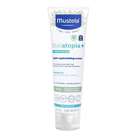 Mustela Stelatopia+ Lipid-Replenishing Cream - Moisturizer for Eczema-Prone Skin - With Natural Sunflower Oil and Prebiotic - EWG Verified - For Babies, Kids & Adults - Fragrance Free