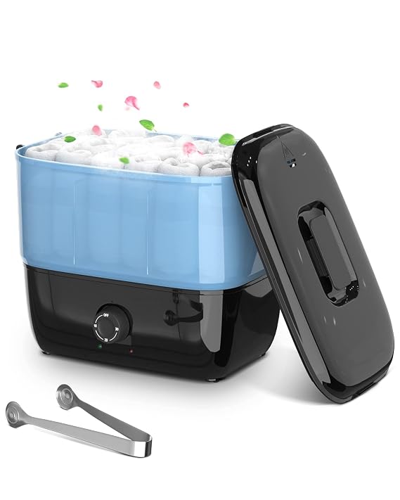 Hot Towel Warmer For Facials, Holds 18 Small Towels, Spa Towel Warmers with Rapidly Heating in 1-3 Mins, 30 Mins - Auto Off Timer Foldable Stone Warmer for Spa, Salon and Massage