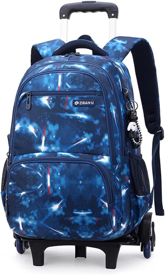 Laptop Backpack with Wheels, Waterproof Backpack Rolling Rucksack Trolley School Bag for Boys Grils, Wheeled Travel Bag Schoolbag Backpacks for School/Outdoor/Travel (Blue)