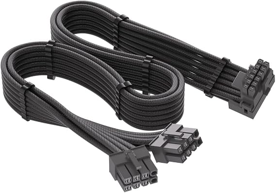 12VHPWR 90 Degree Adapter for Corsair: PCIE 5.0 16AWG 600W 12VHPWR Adapter Dual 8 Pin PCIe to 16 Pin 12+4 Pin for RTX 4090 4080 3090TI 4070Ti Graphics Card GPU, ONLY for Corsair Power Supply (Type A)