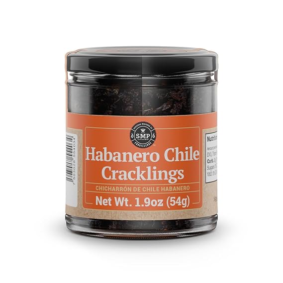 SMP Habanero Chile Cracklings - Crispy Fried Habanero Pieces with Gourmet Salt & Spices- 1.9 oz Jar- Spicy Mexican Snack or Meal Topping for Fajitas, Tacos, Salsas Salads & More