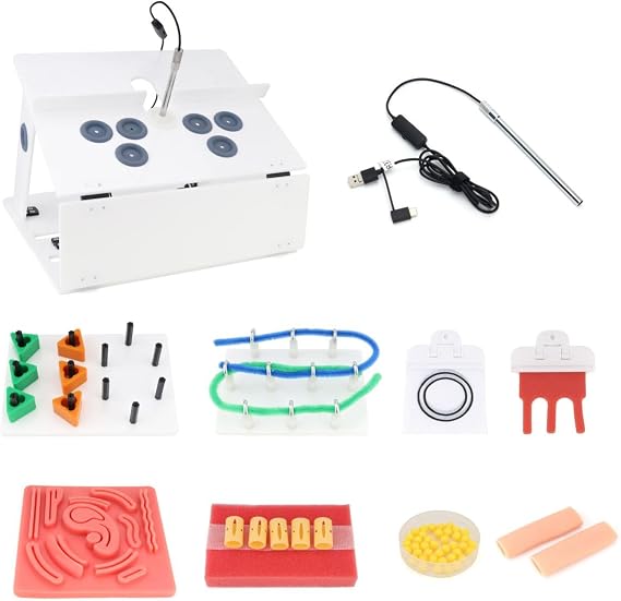 Full Set Laparo Trainer Simulator Training Box with HD Camera and 8 Training Modules and 4 Training Kits for Students and Resident Skill Training.
