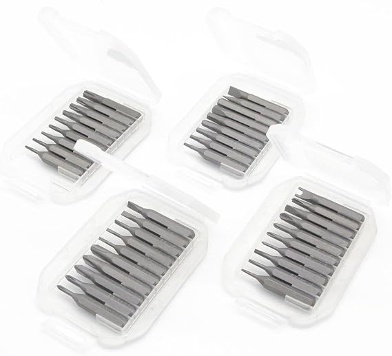 qiipii Precision S2 Steel 4mm Screwdriver bit Set 38pcs - Phillips 000 00 and More, Flathead, Torx 2 3 4 5 6, Torx Security, Pentalobem, Hex, Tri-Wing, Triangle, U-Shaped Bits in Case Collection