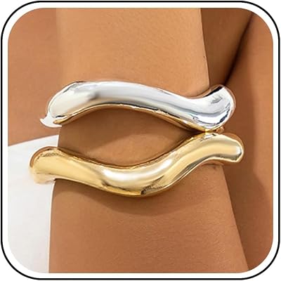 Frodete Gold Bangles for Women Non Tarnish Chunky Cuff Bracelets Silver Cuff Bangle Bracelet Jewelry Gifts